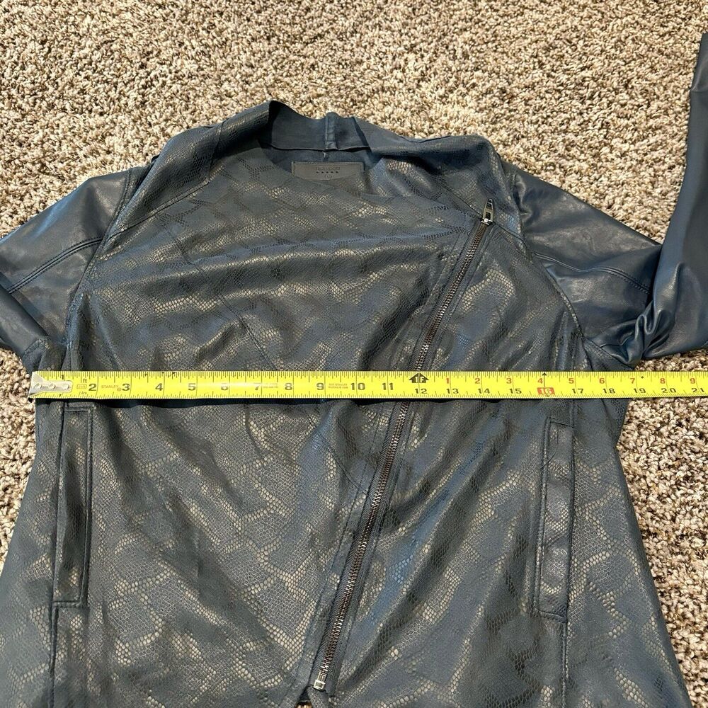 Blank NYC Jacket Large Dark Blue Faux Leather Zip Front Pockets - Picture 9 of 15